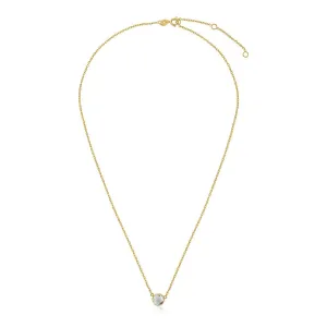 14k Yellow Gold 17 inch Necklace with Round White Topaz 14k Yellow Gold 17 inch Necklace with Round White Topaz