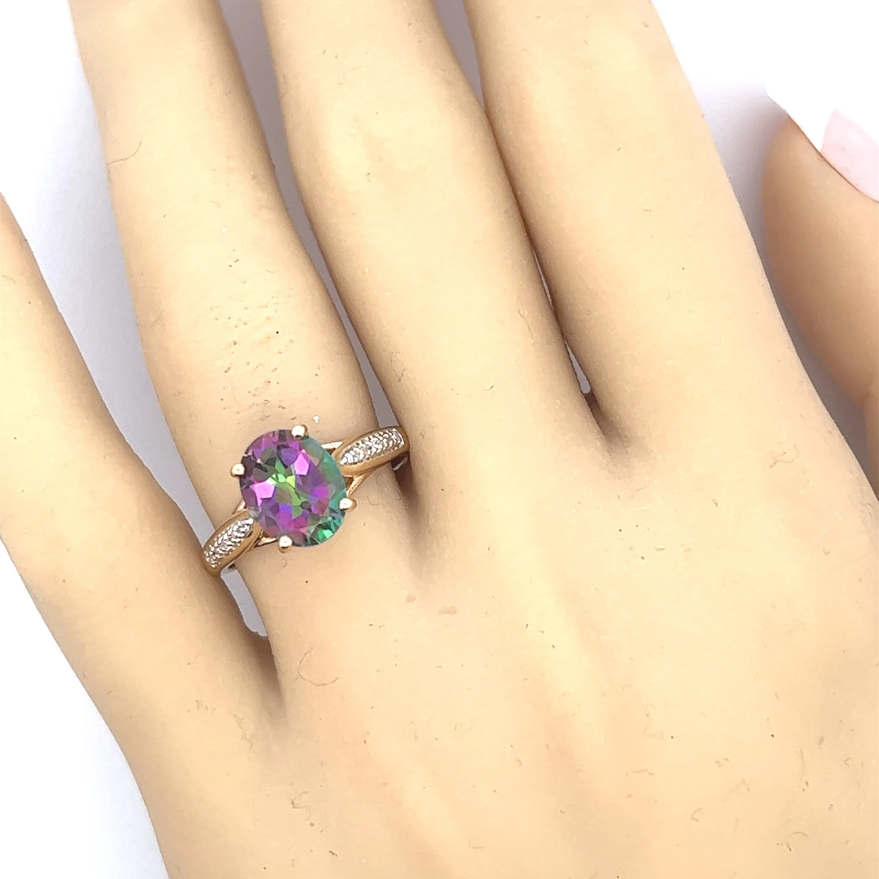 3.10ct Mystic Topaz & Diamond Yellow Gold Ring