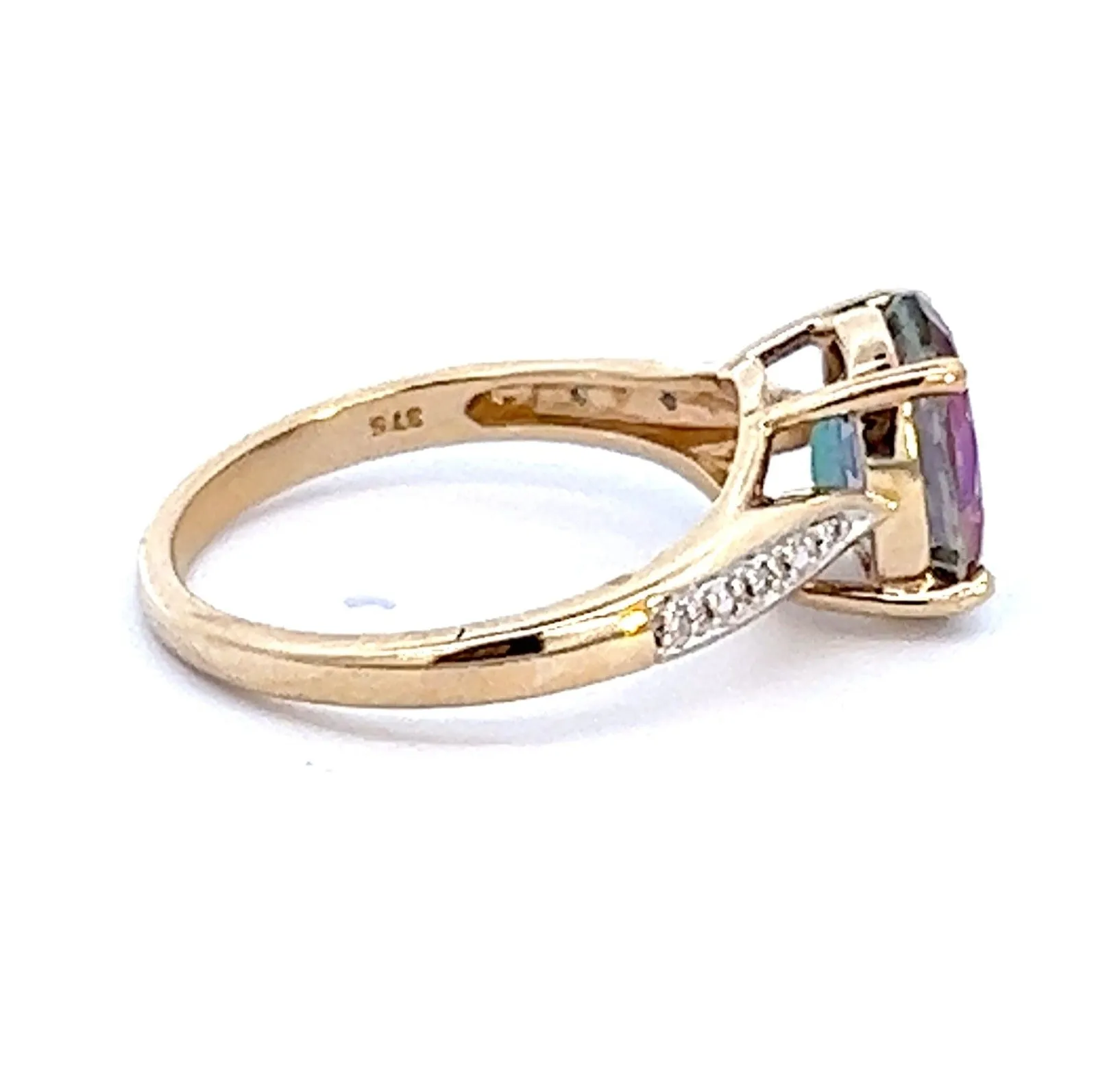 3.10ct Mystic Topaz & Diamond Yellow Gold Ring