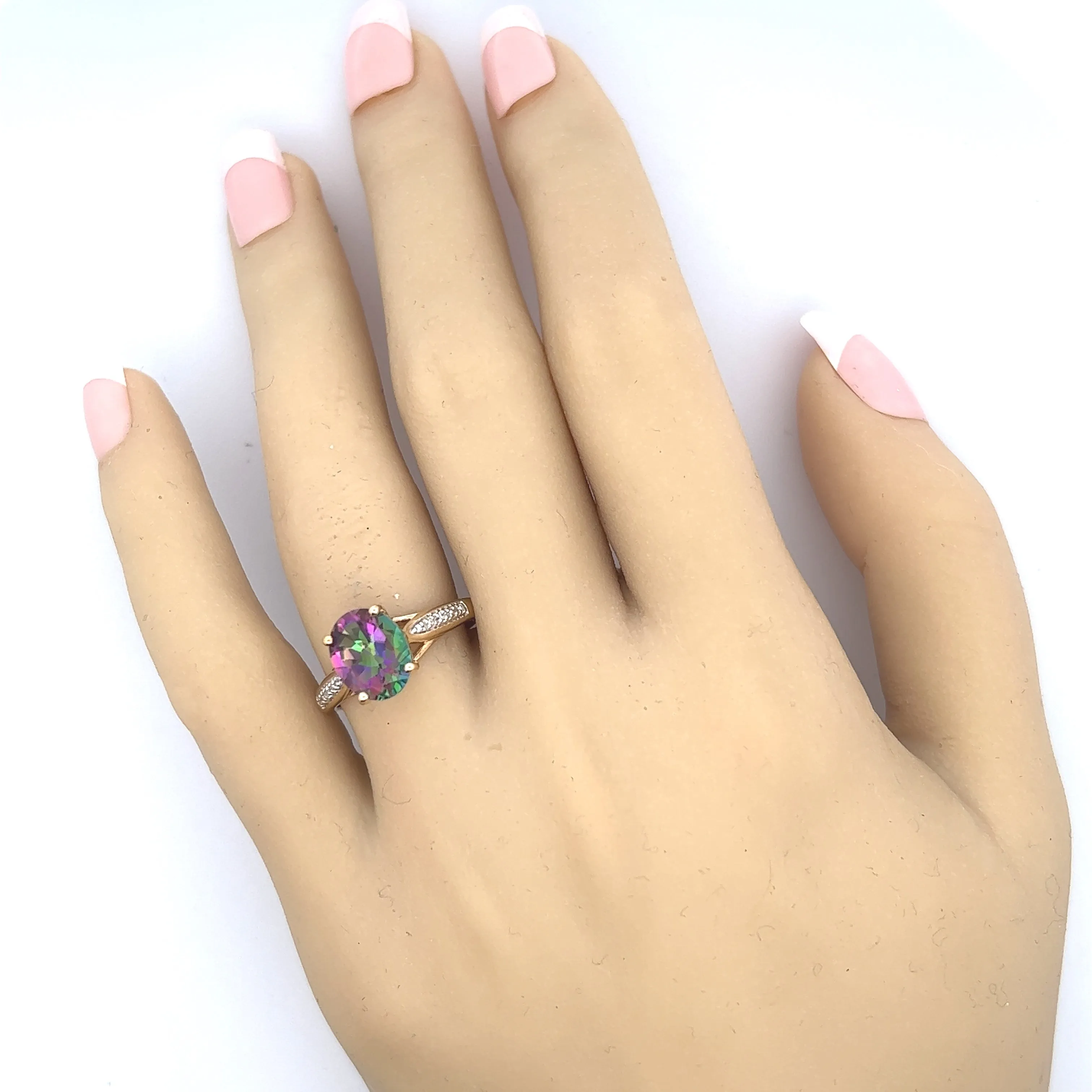 3.10ct Mystic Topaz & Diamond Yellow Gold Ring