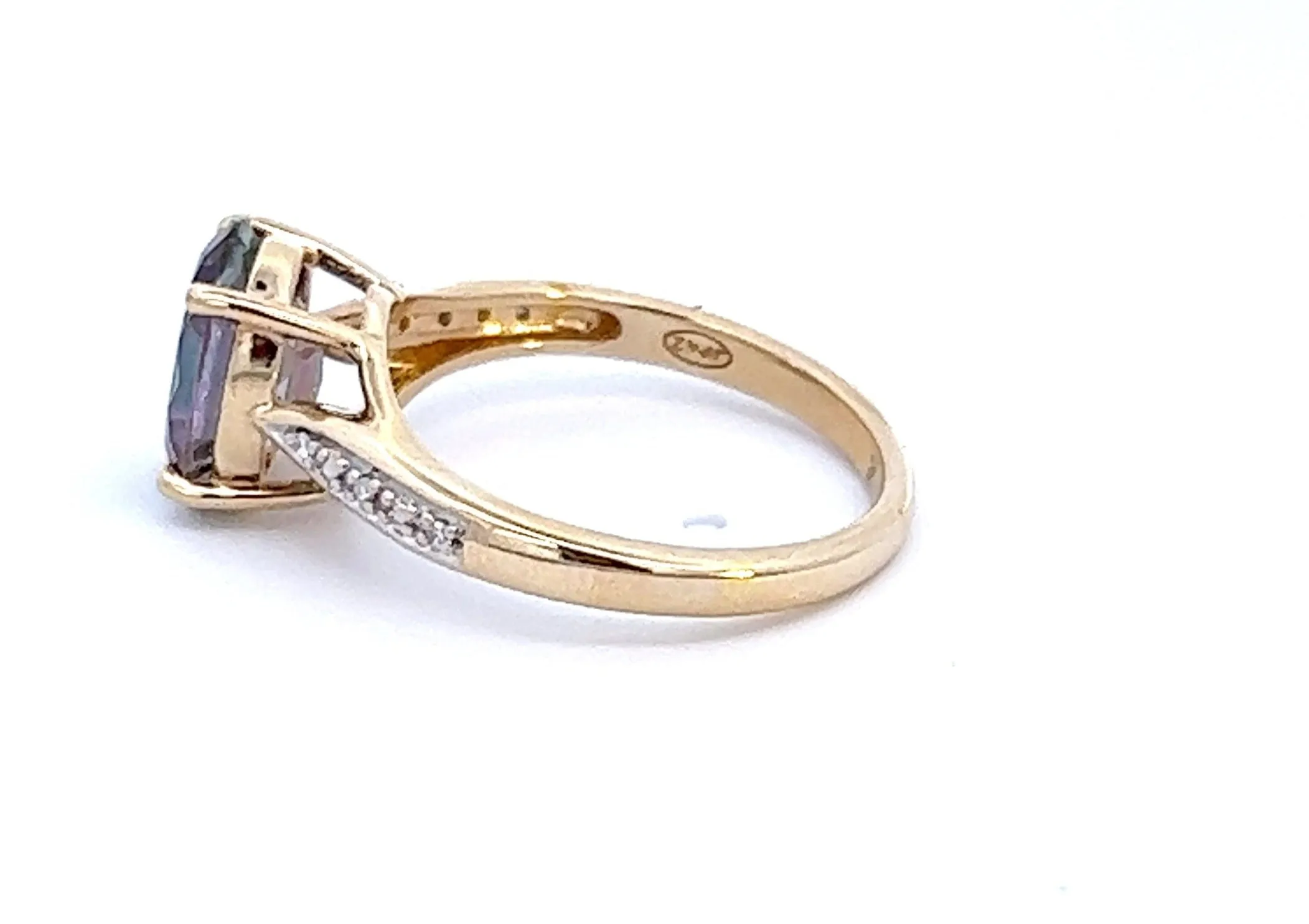 3.10ct Mystic Topaz & Diamond Yellow Gold Ring
