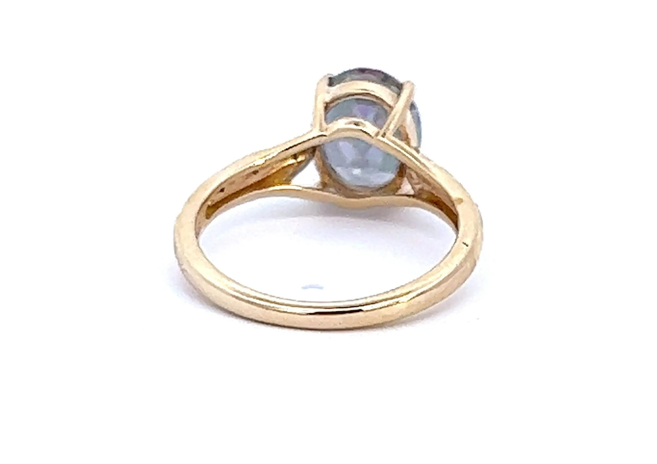 3.10ct Mystic Topaz & Diamond Yellow Gold Ring
