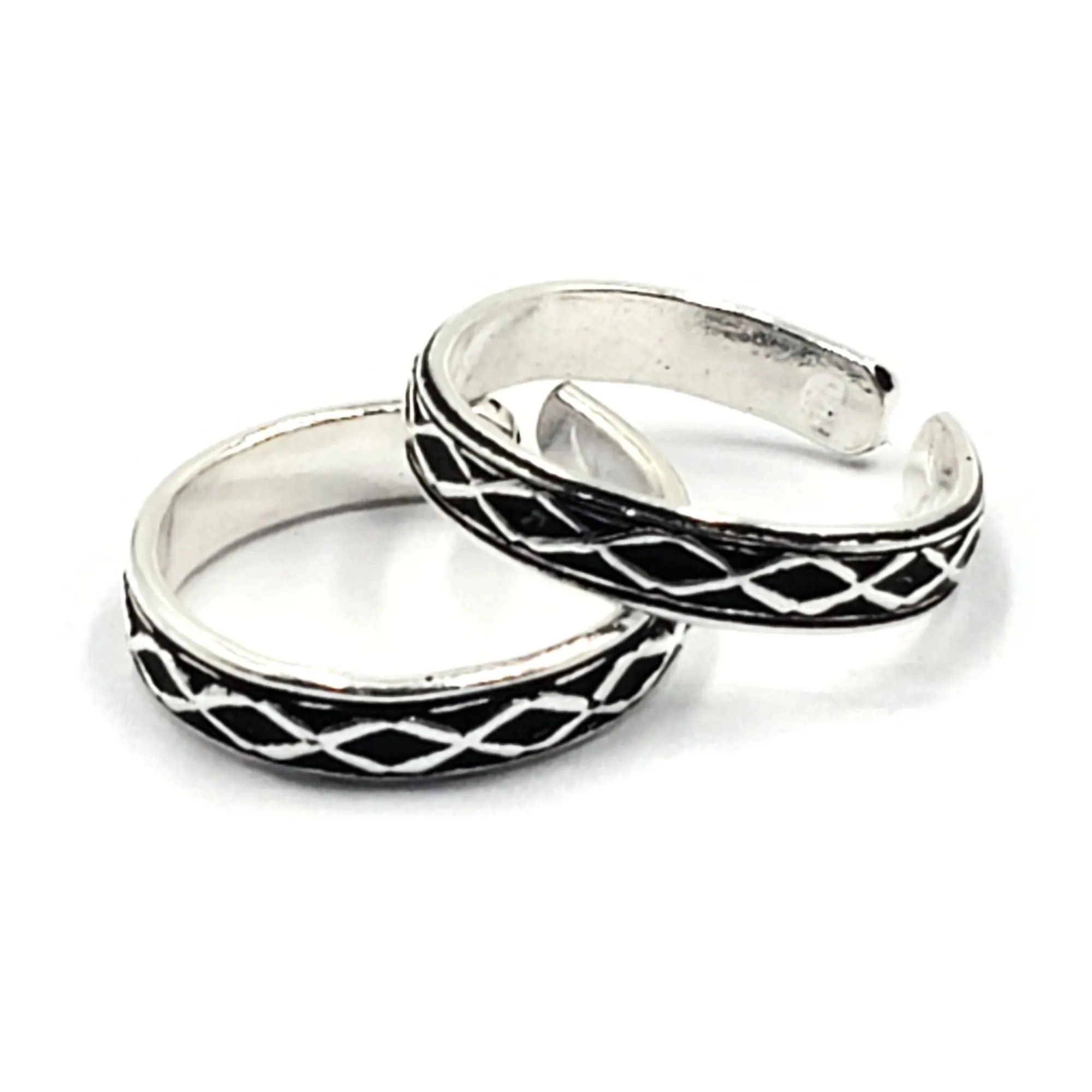 925 Sterling Silver Multicolor Toe-rings - Design #30
