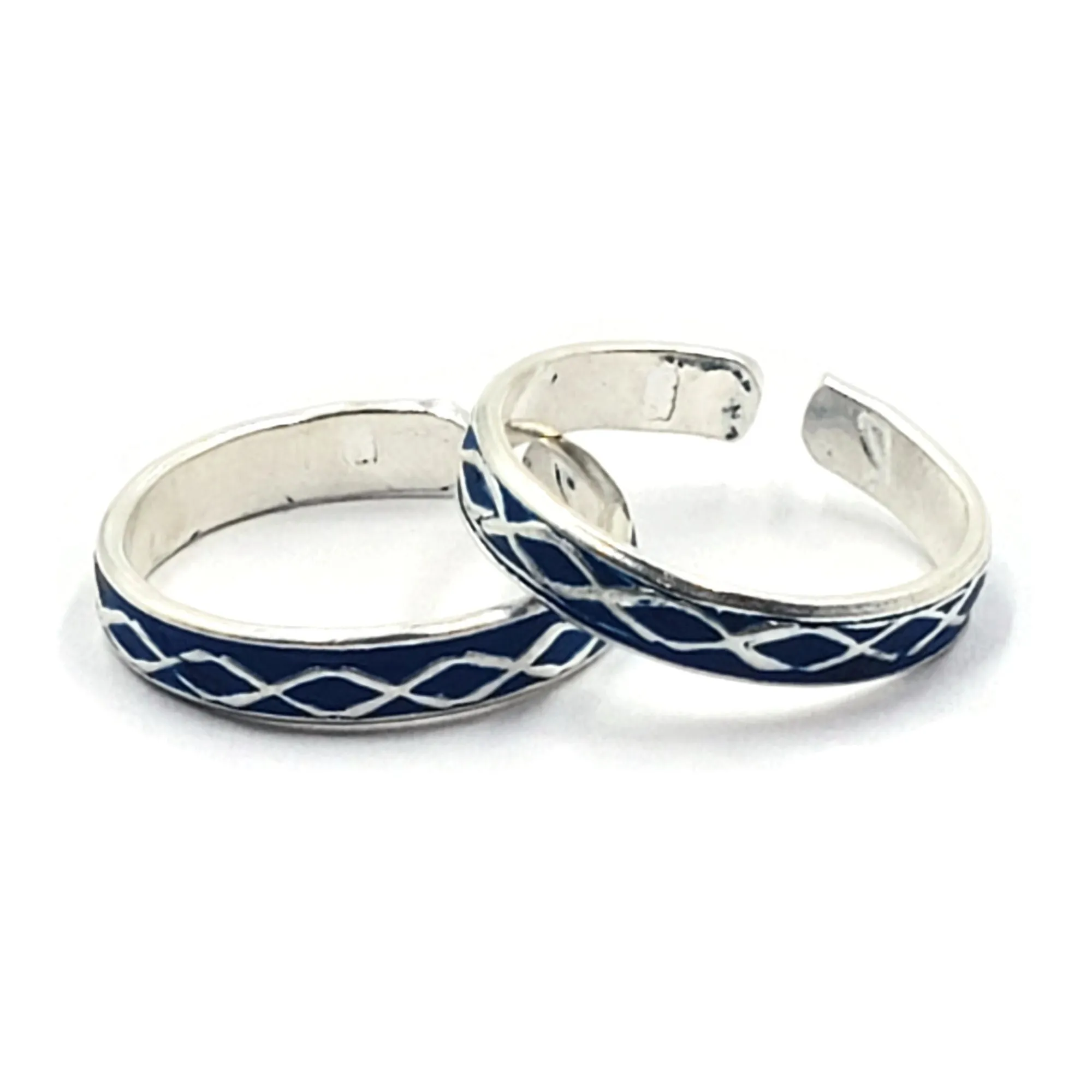 925 Sterling Silver Multicolor Toe-rings - Design #30