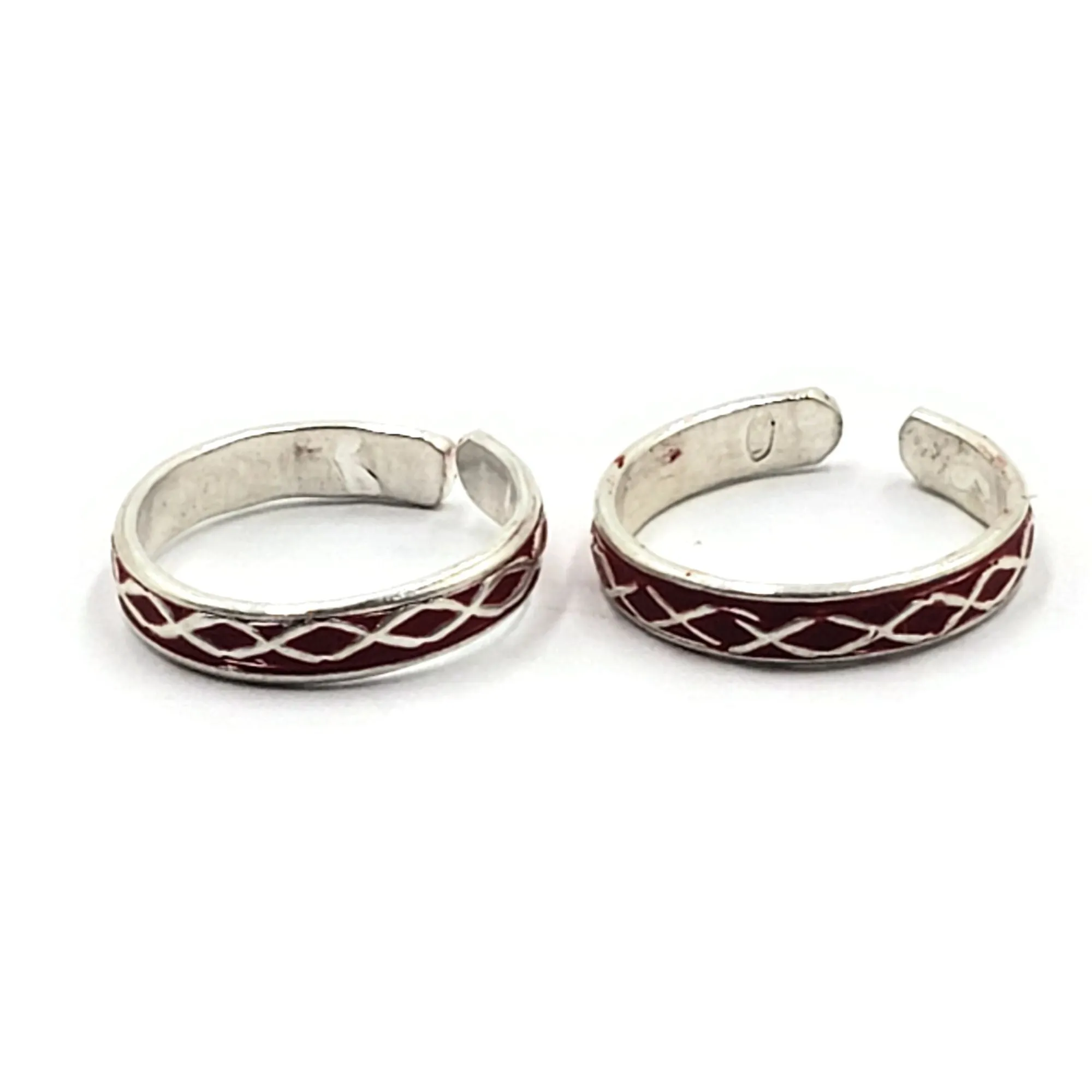 925 Sterling Silver Multicolor Toe-rings - Design #30