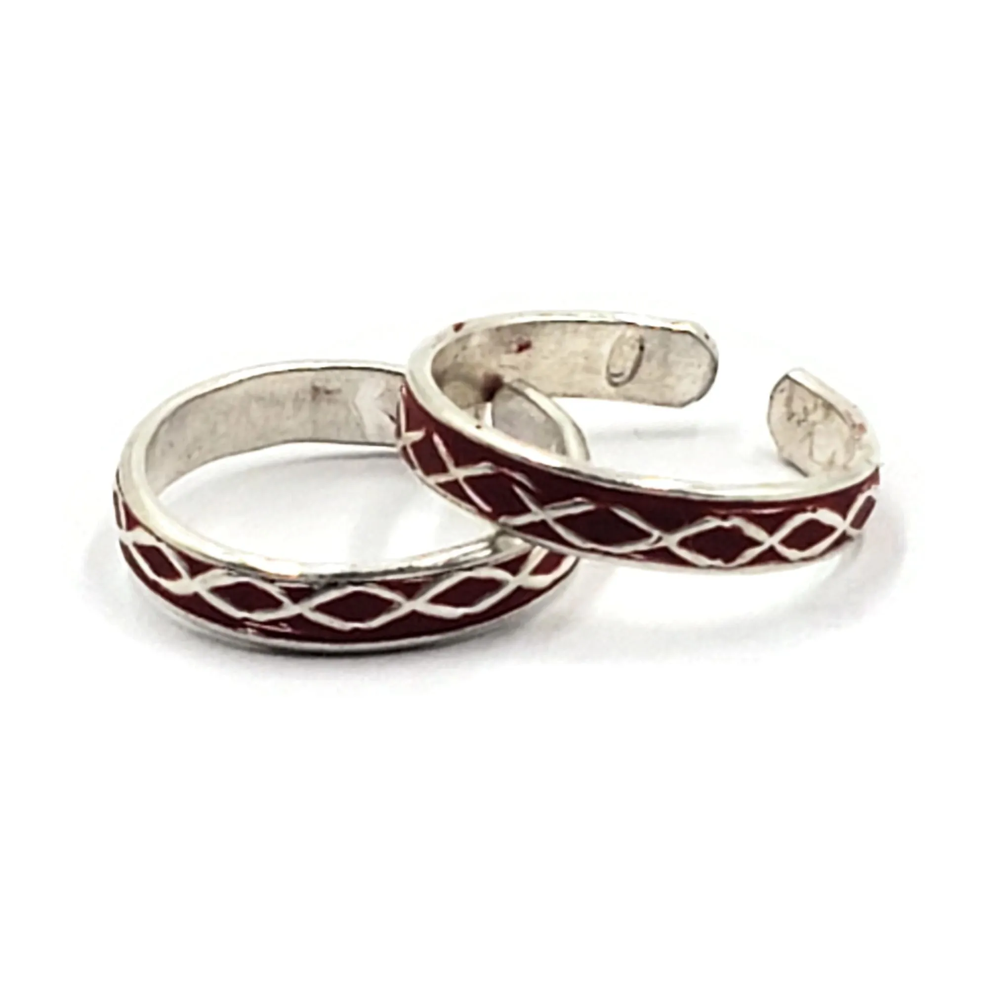 925 Sterling Silver Multicolor Toe-rings - Design #30