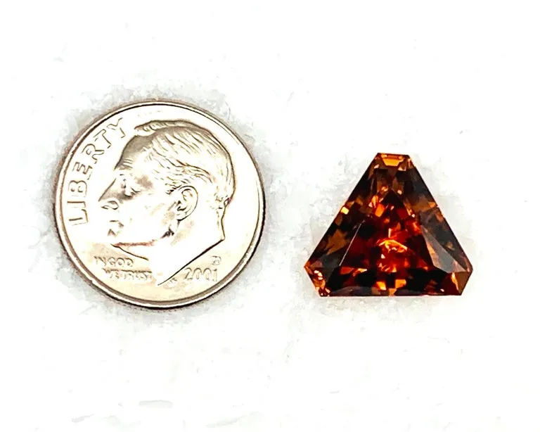 9.75 Carat Orange Brown Zircon Triangle Unset Pendant Necklace Enhancer Gemstone