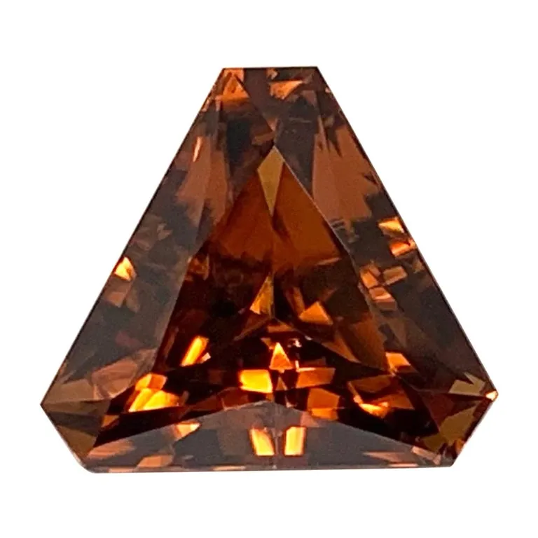 9.75 Carat Orange Brown Zircon Triangle Unset Pendant Necklace Enhancer Gemstone