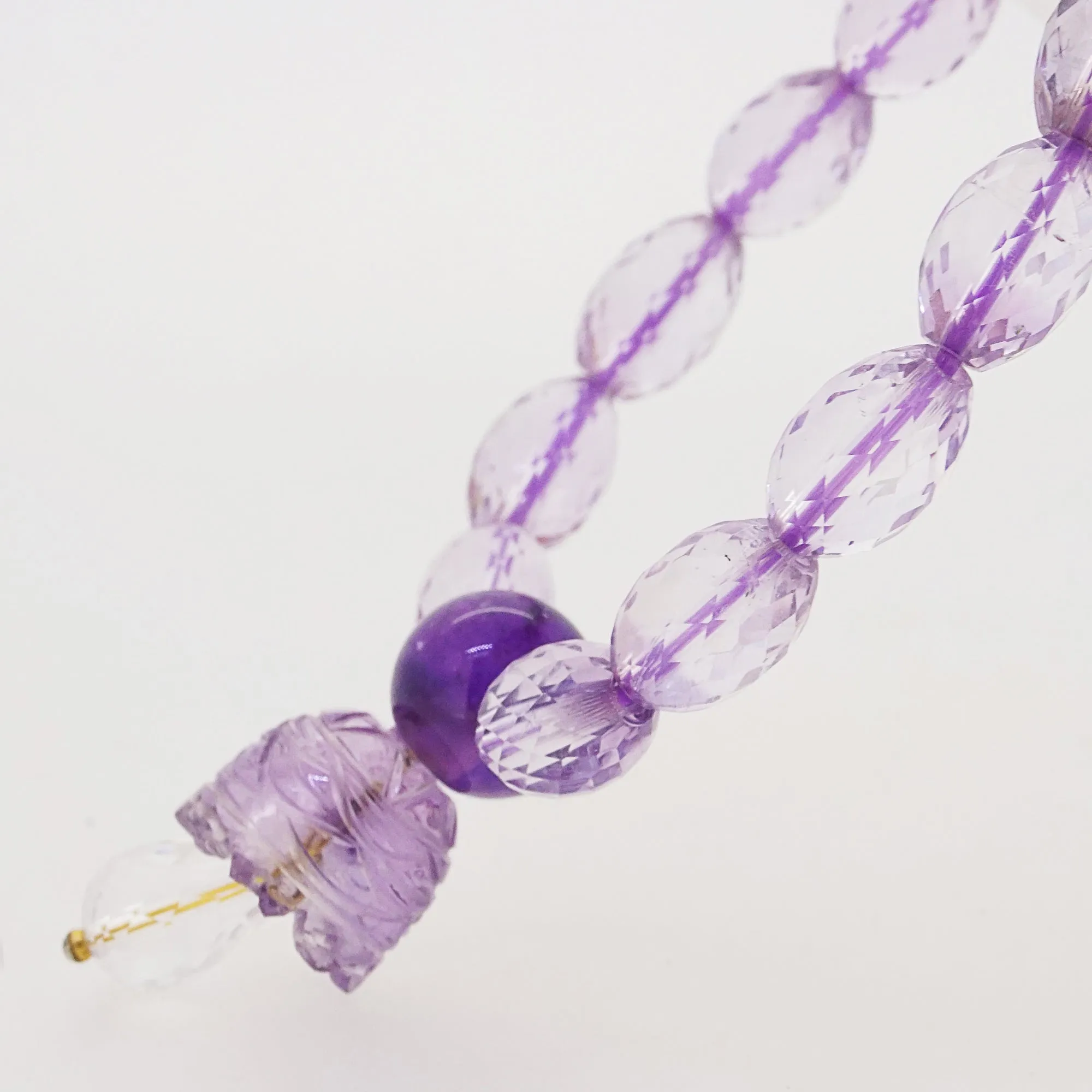 A-Grade Lavender Amethyst Faceted Ovals with Bell Charm
