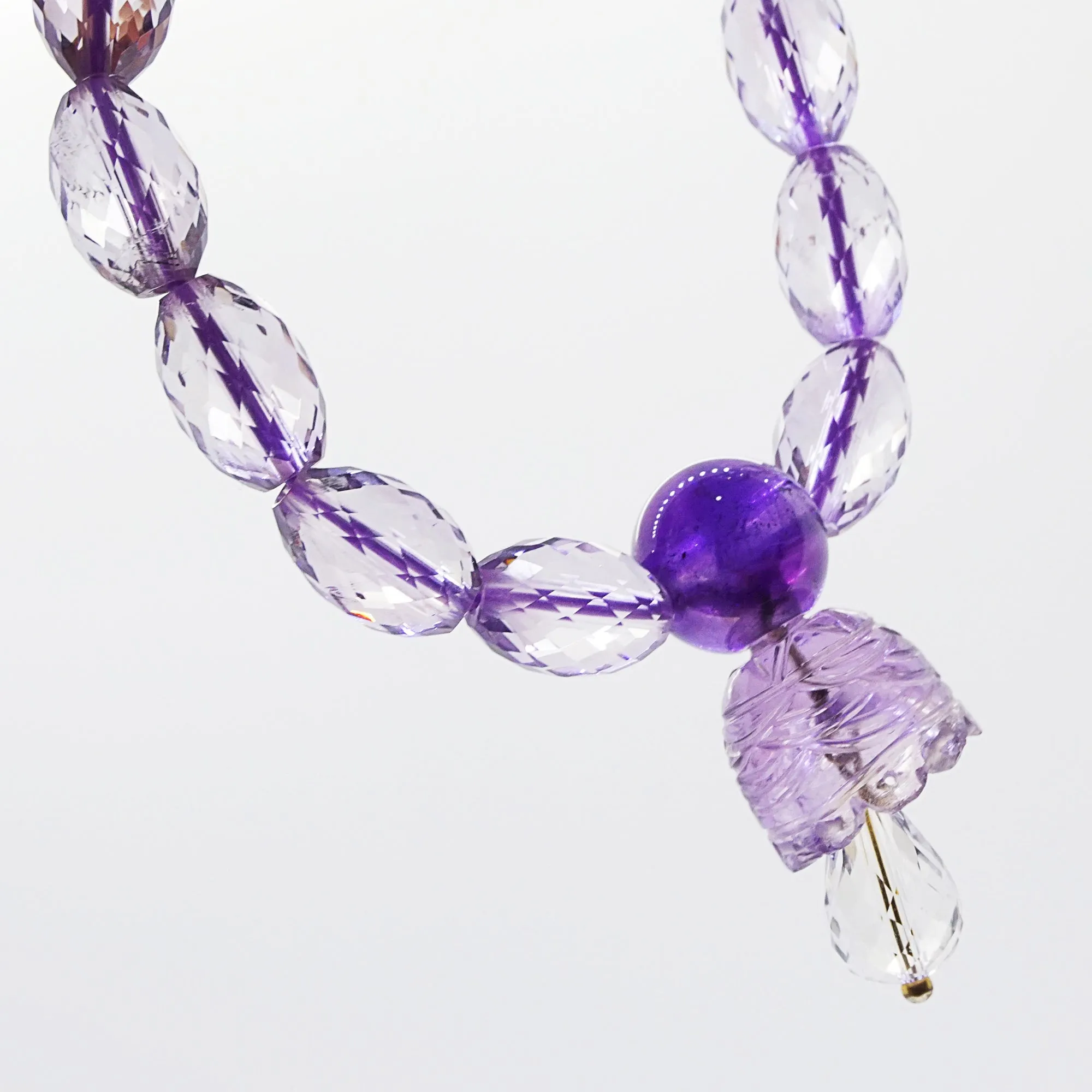 A-Grade Lavender Amethyst Faceted Ovals with Bell Charm