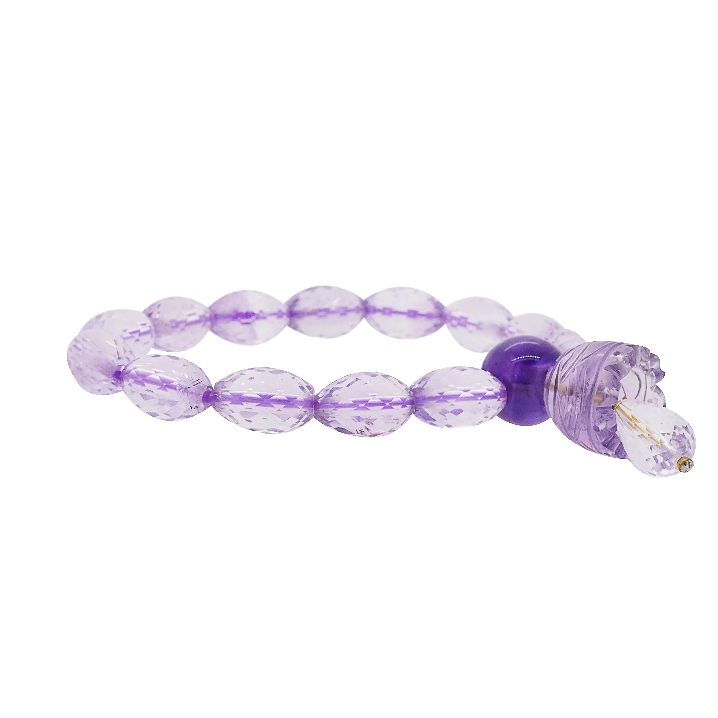 A-Grade Lavender Amethyst Faceted Ovals with Bell Charm