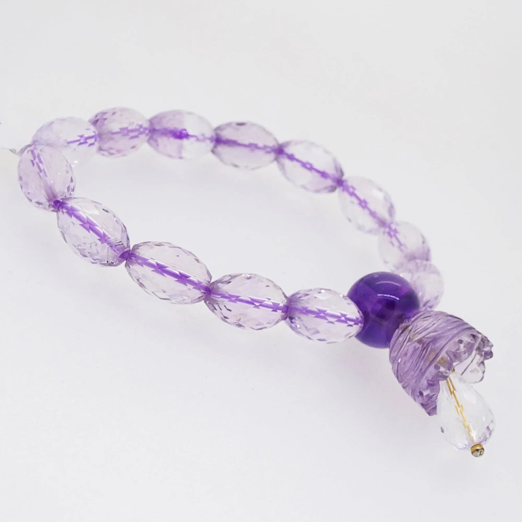 A-Grade Lavender Amethyst Faceted Ovals with Bell Charm