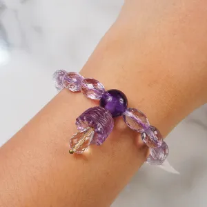 A-Grade Lavender Amethyst Faceted Ovals with Bell Charm