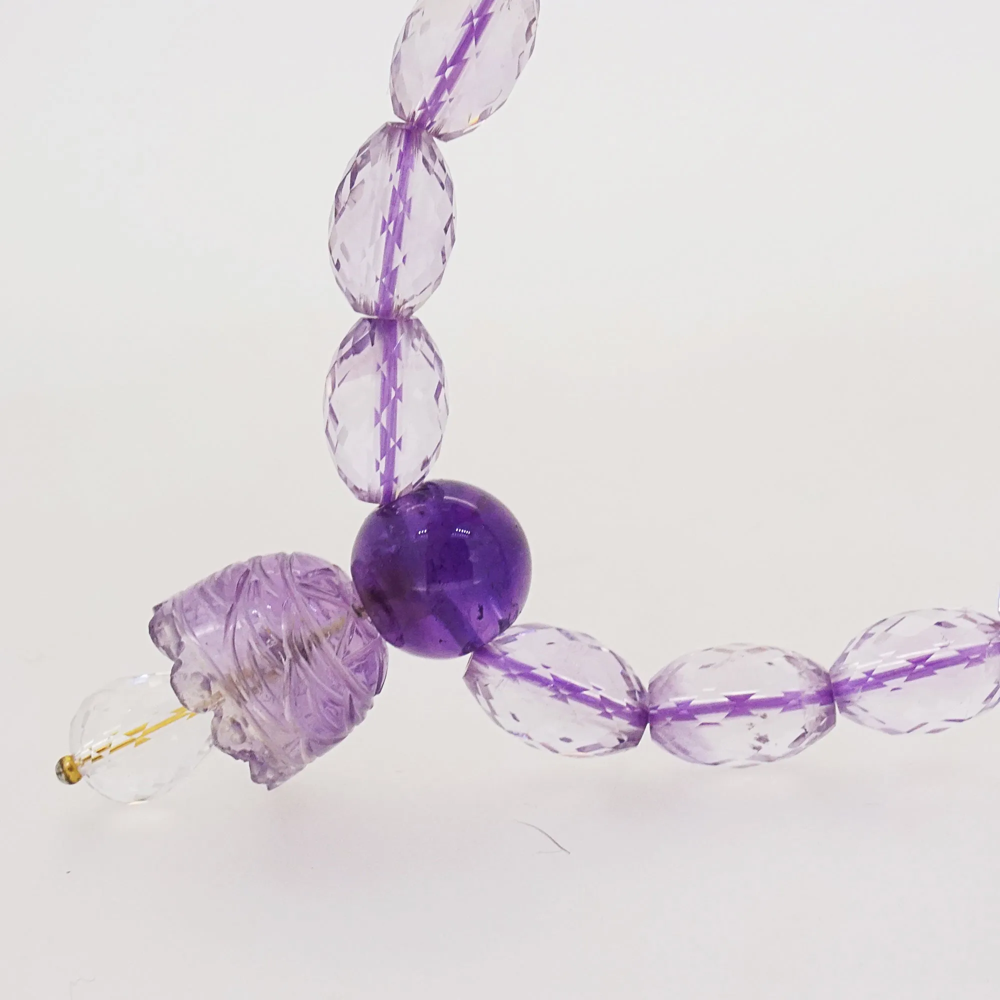 A-Grade Lavender Amethyst Faceted Ovals with Bell Charm
