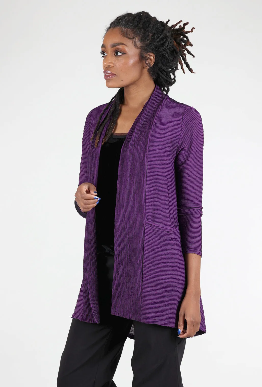 Arty Stripe Swing Cardie, Amethyst