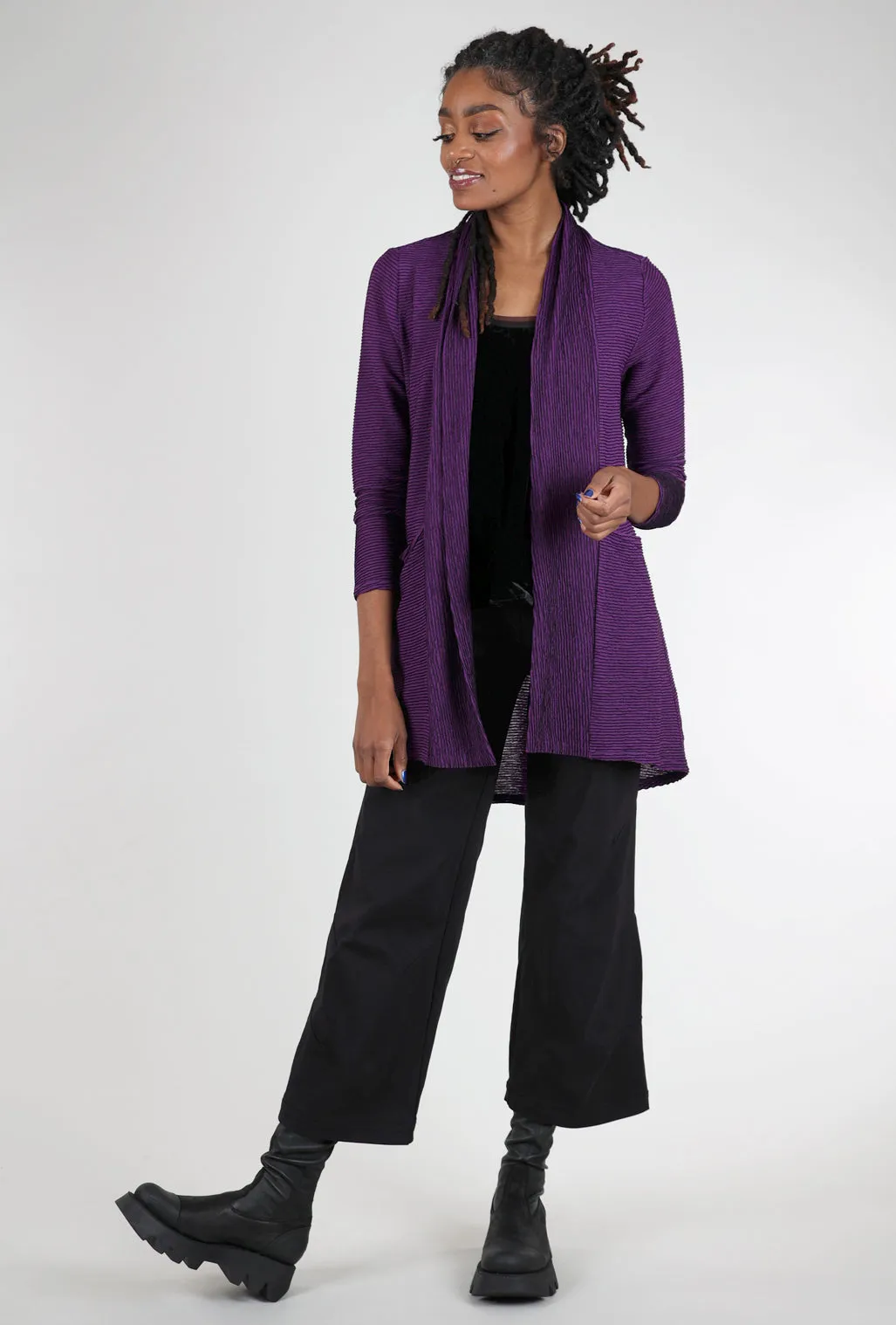 Arty Stripe Swing Cardie, Amethyst