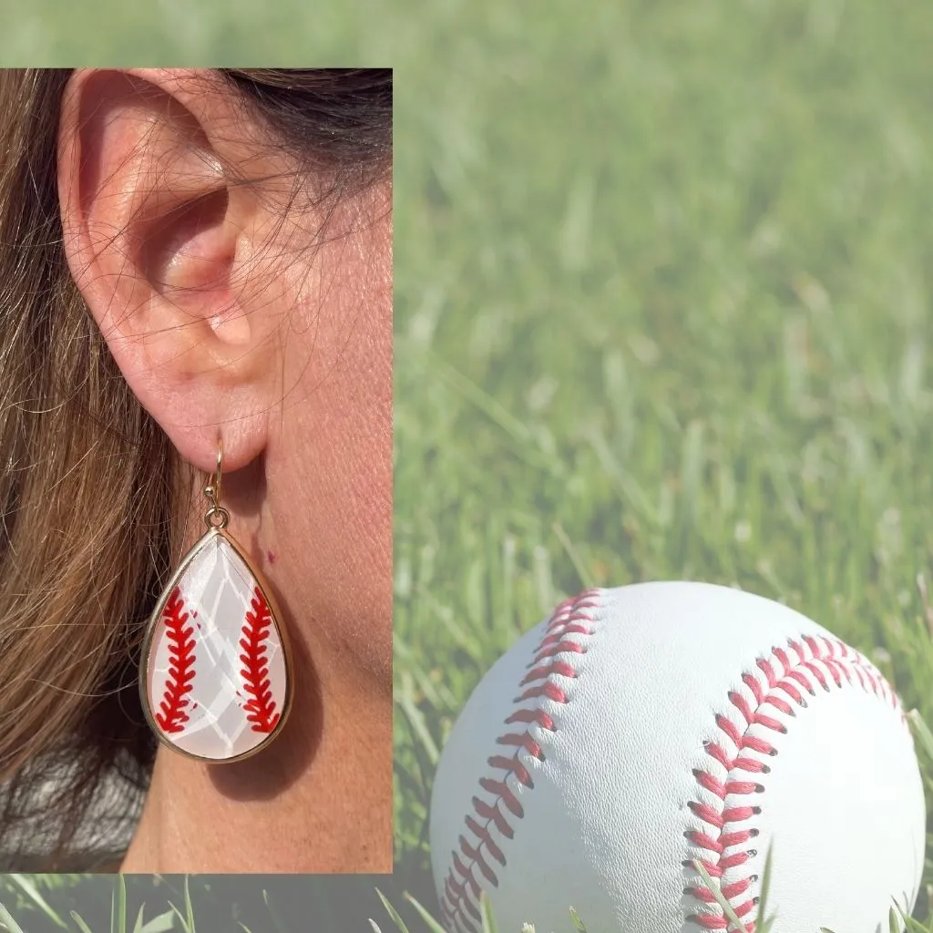 BASEBALL EARRINGS: Play Smart Baseball Gold Hook Earrings
