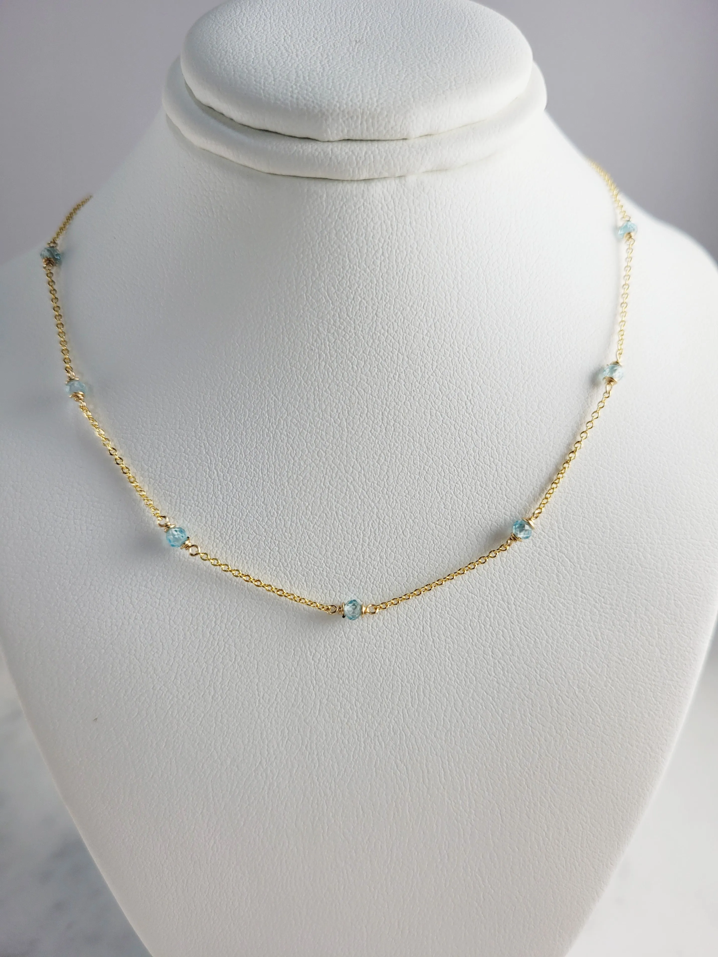 Blue Zircon Beaded Necklace