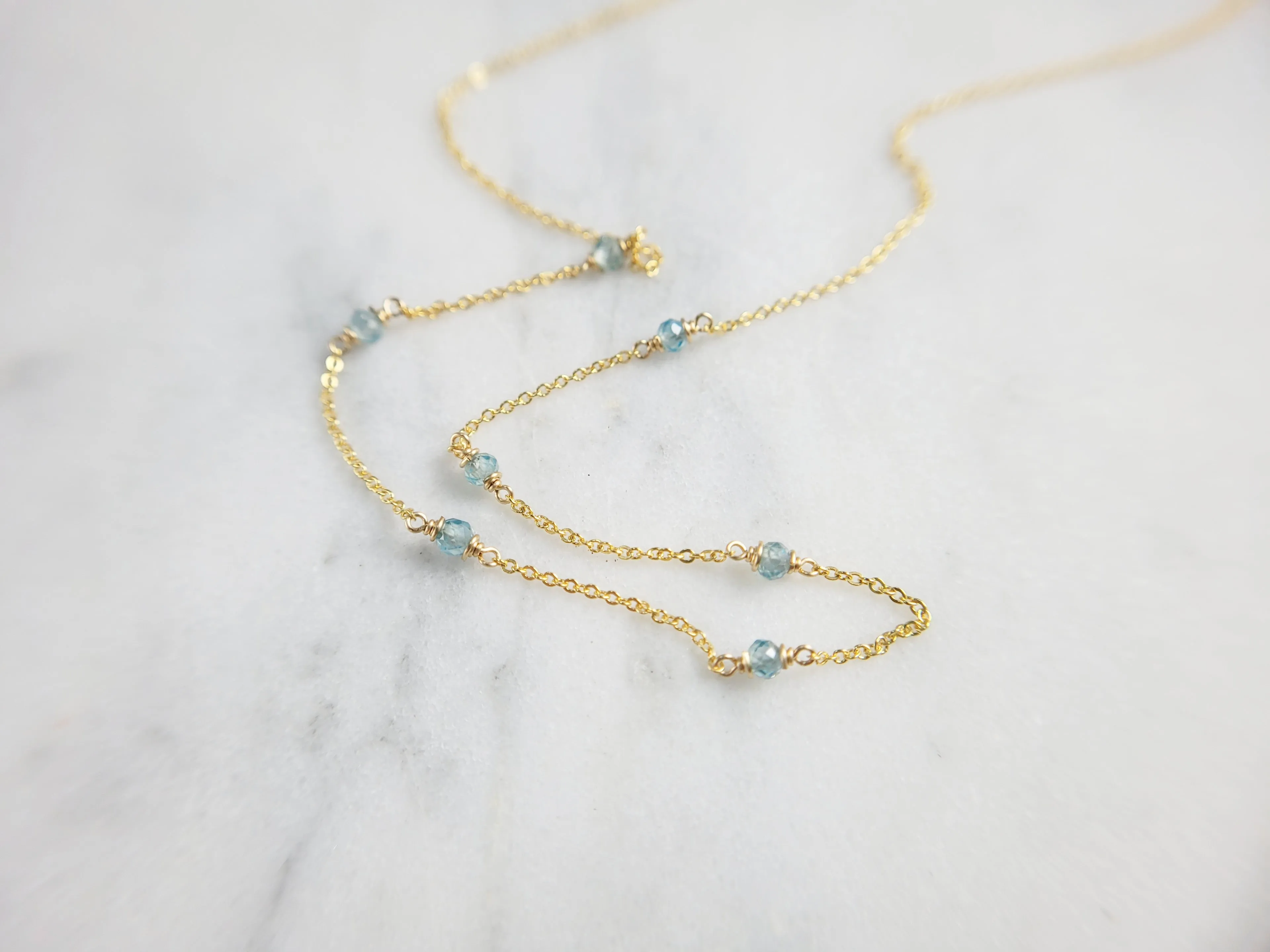 Blue Zircon Beaded Necklace