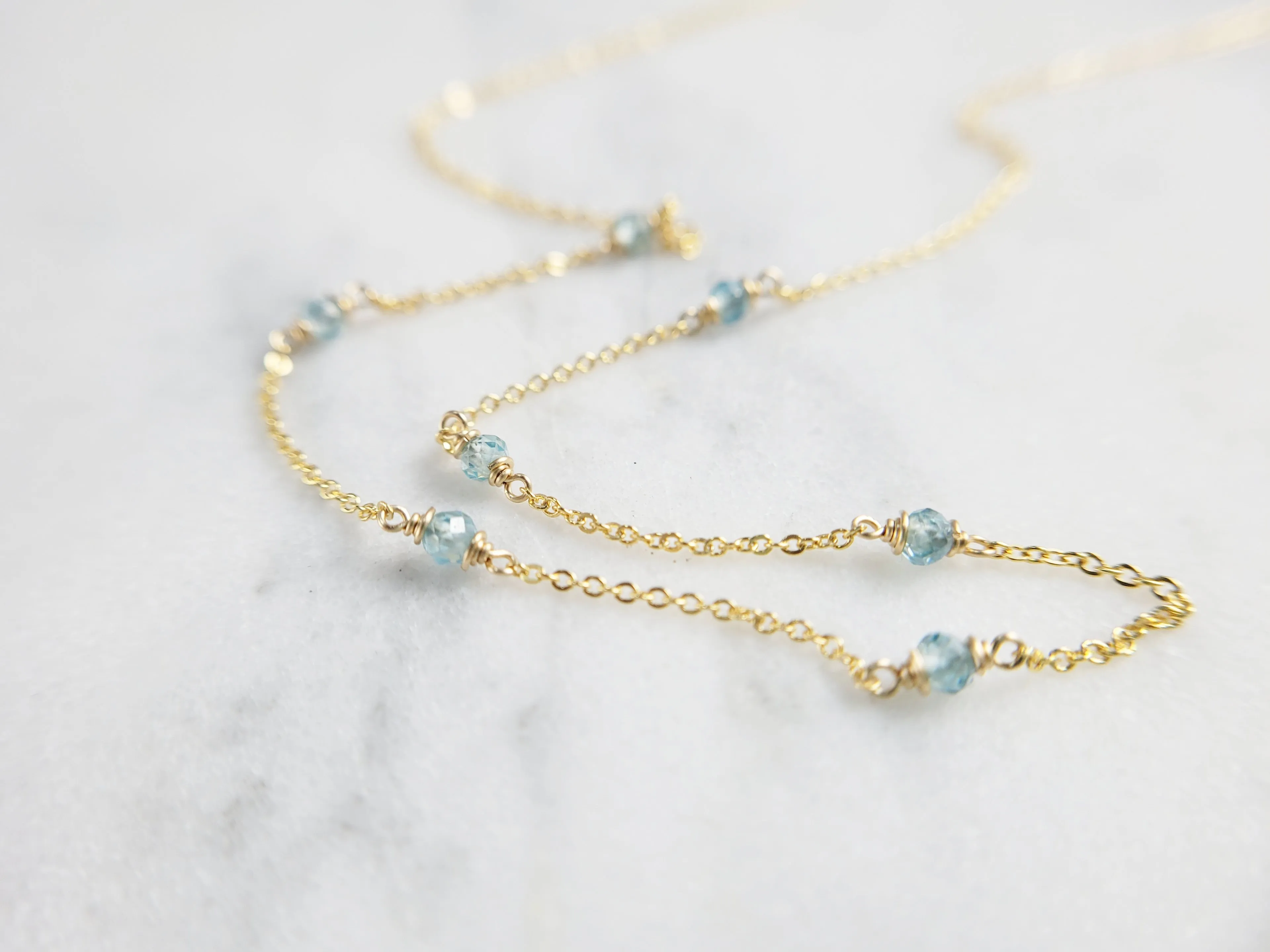 Blue Zircon Beaded Necklace