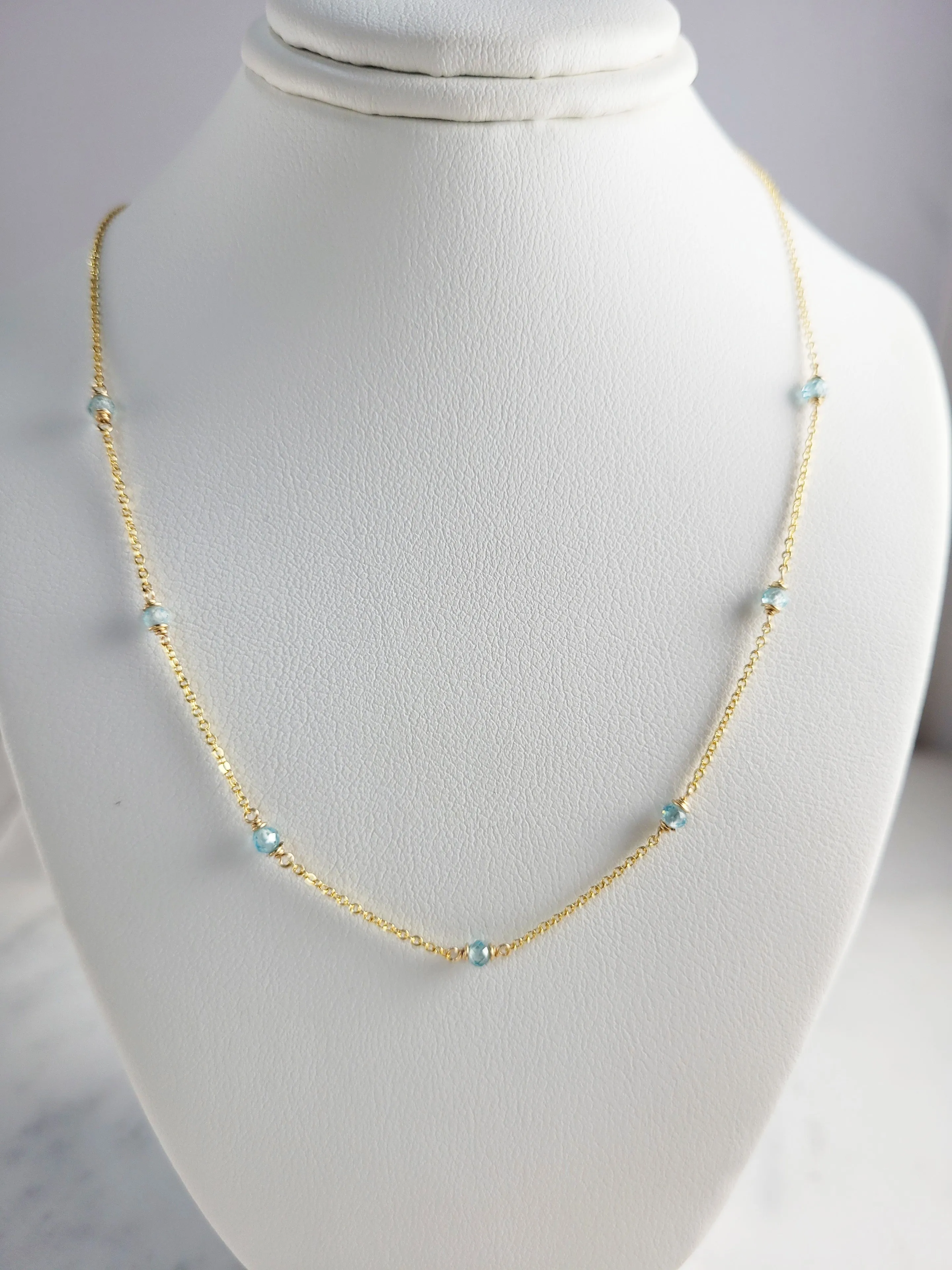 Blue Zircon Beaded Necklace