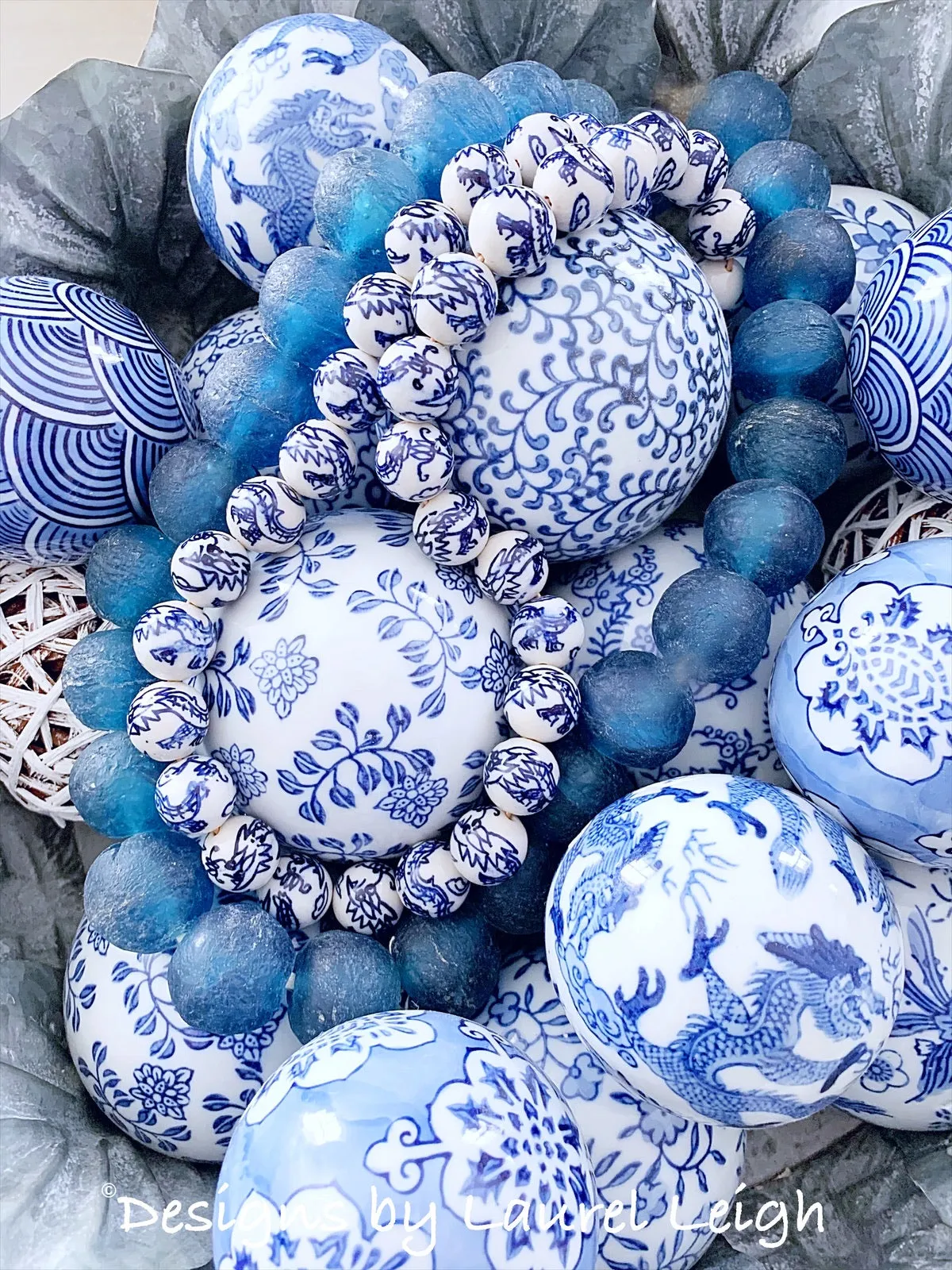 Chinoiserie Dragon Bead Garland Strand / Necklace