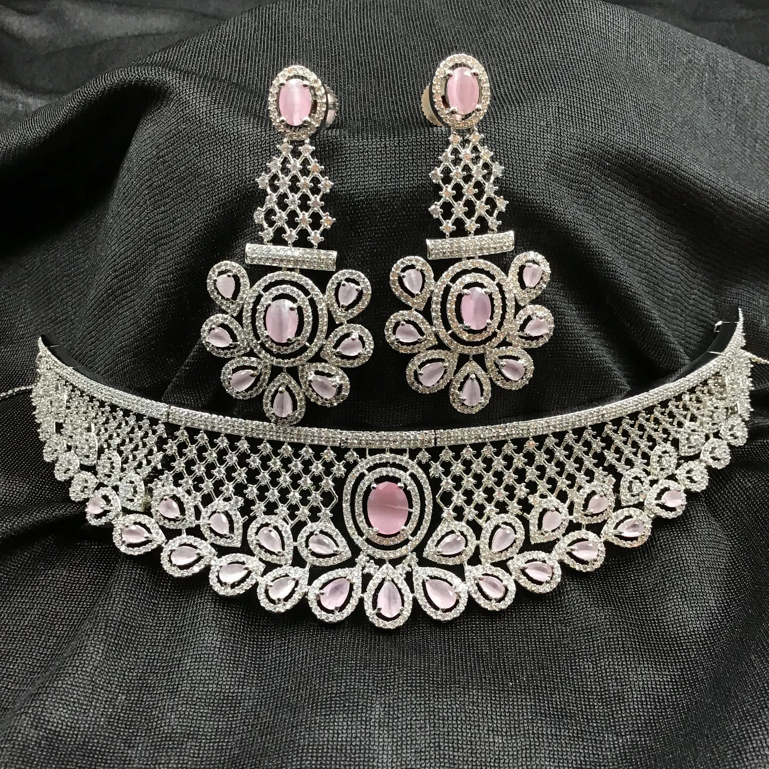 Choker Zircon/AD Necklace Set 3156-11