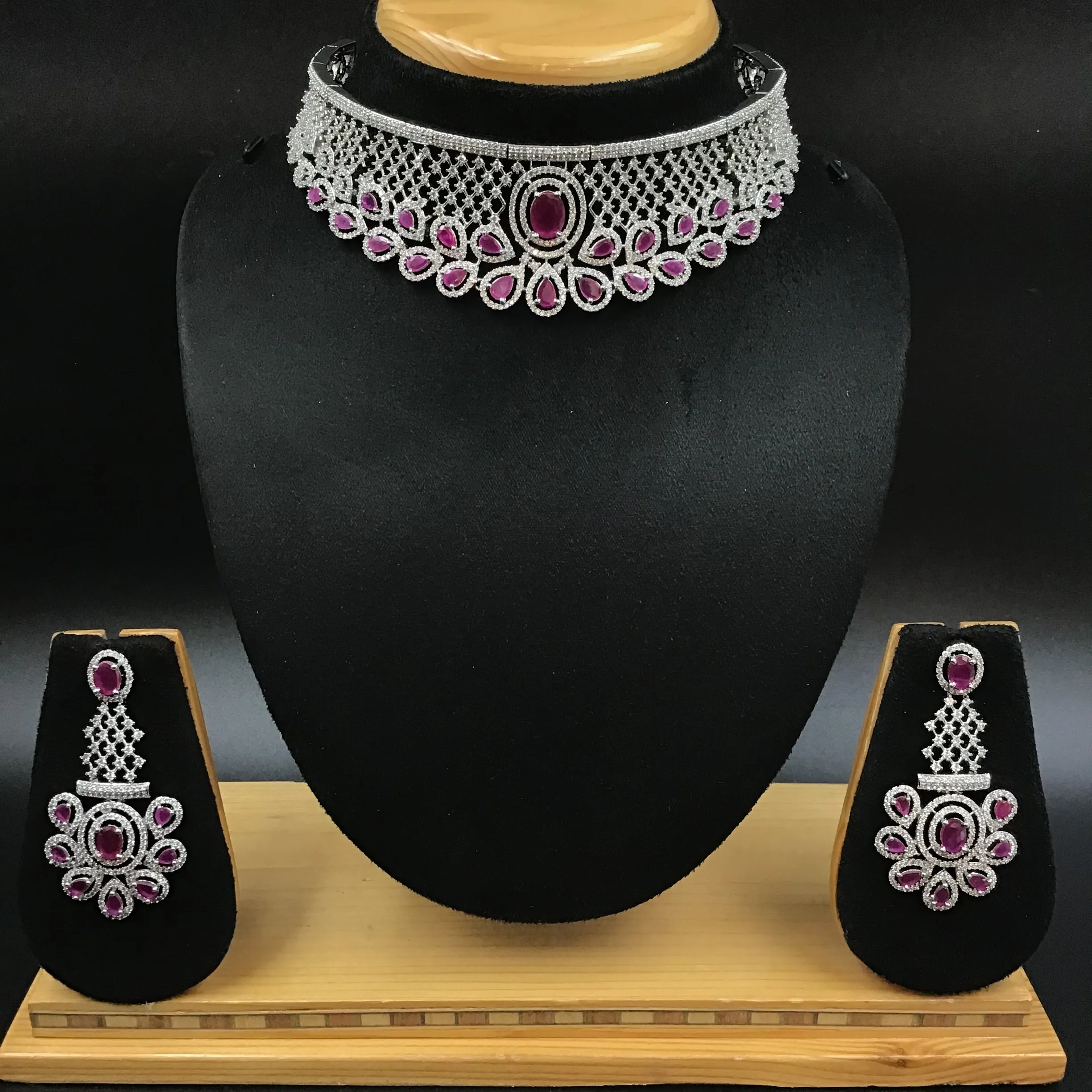 Choker Zircon/AD Necklace Set 3156-11