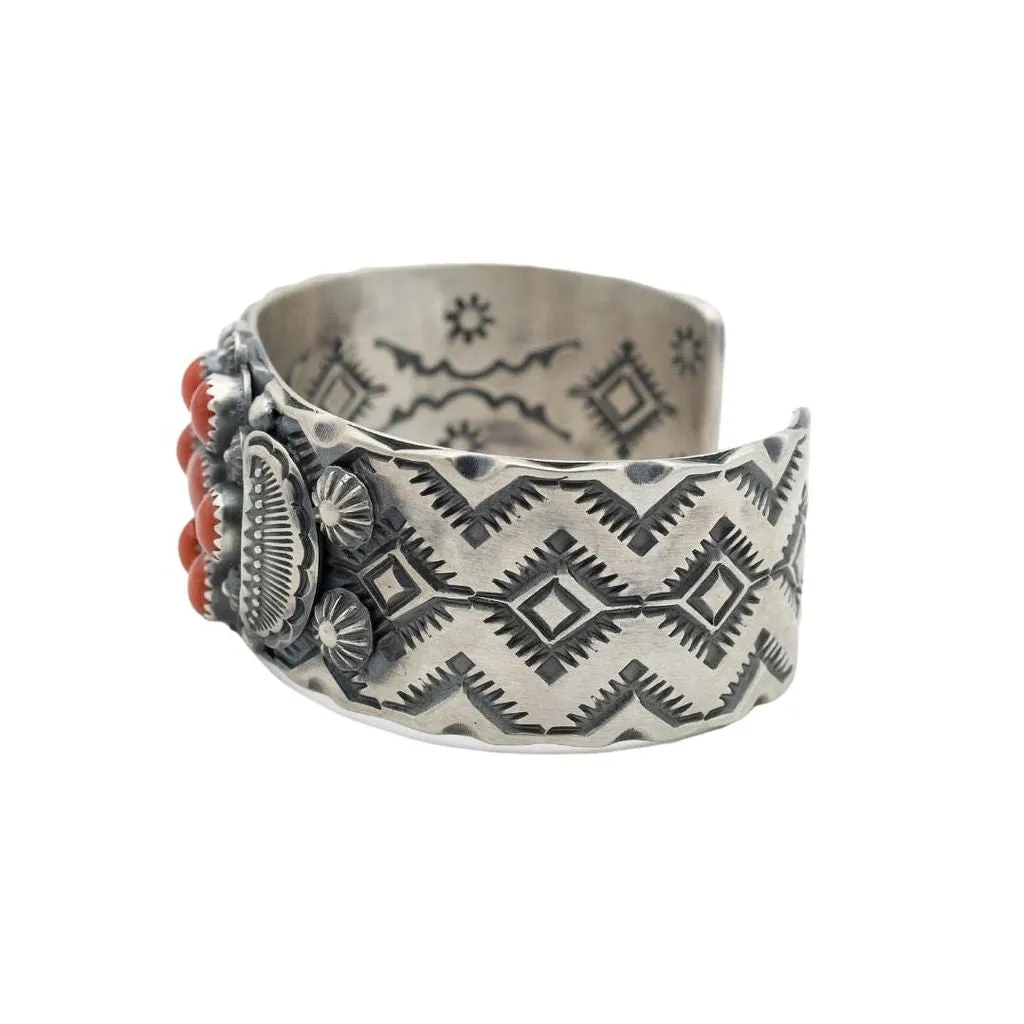 Coral and Sterling Silver Cuff