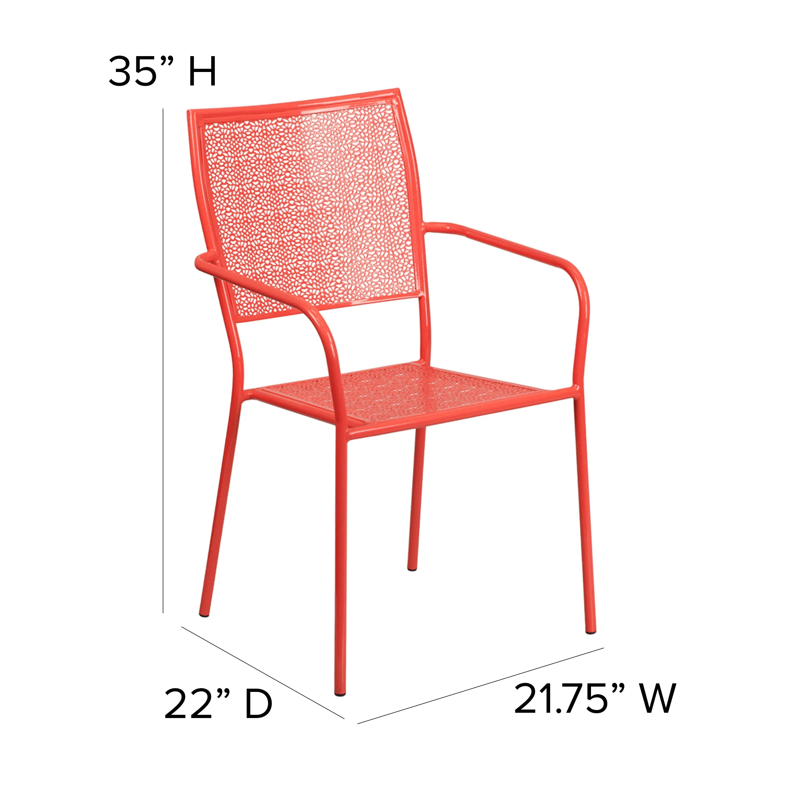 Coral Square Back Patio Chair CO-2-RED-GG
