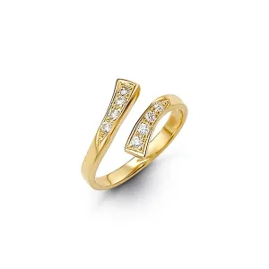 CZ Bypass Adjustable Toe Ring in Yellow Gold