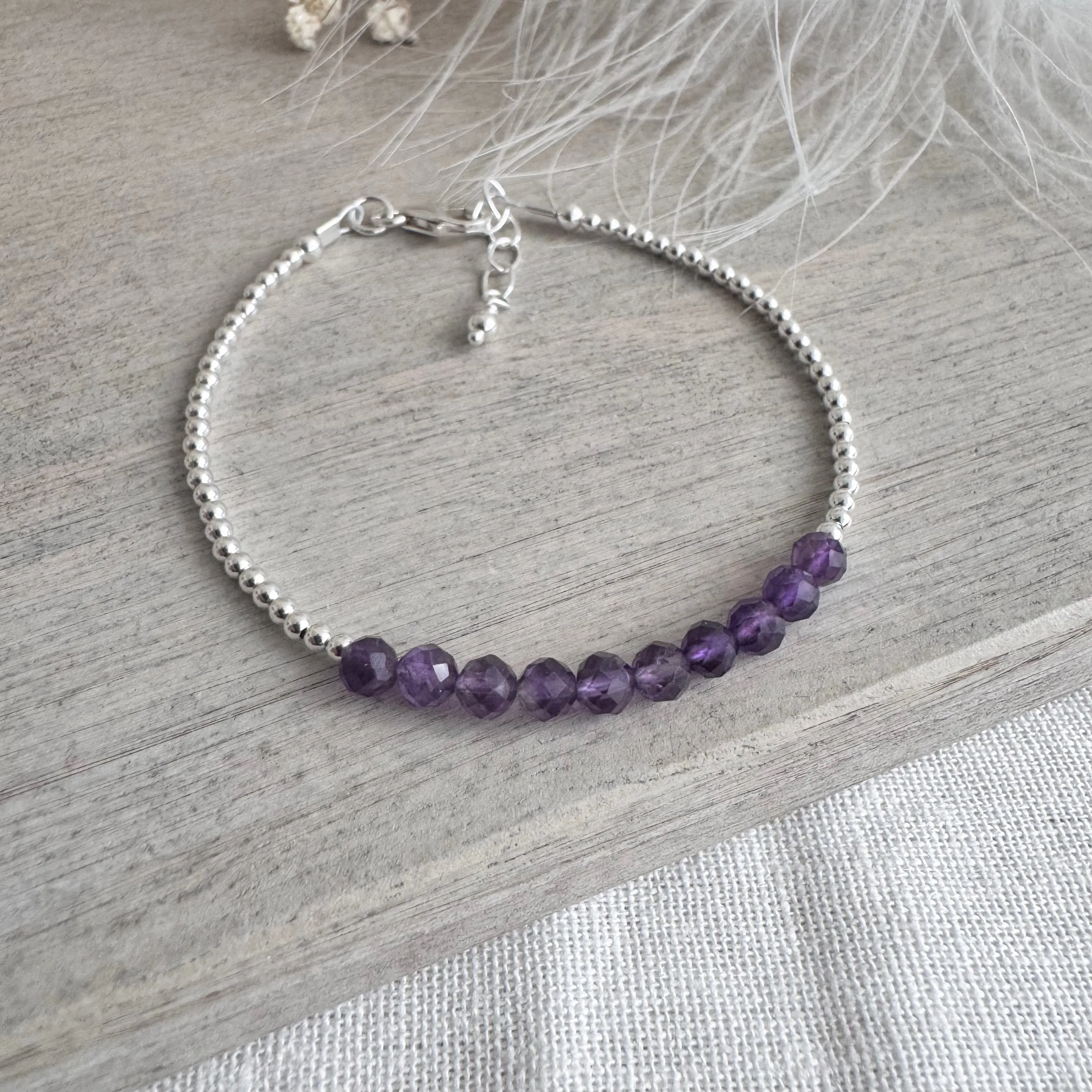 Dainty Amethyst Bracelet, February Birthstone