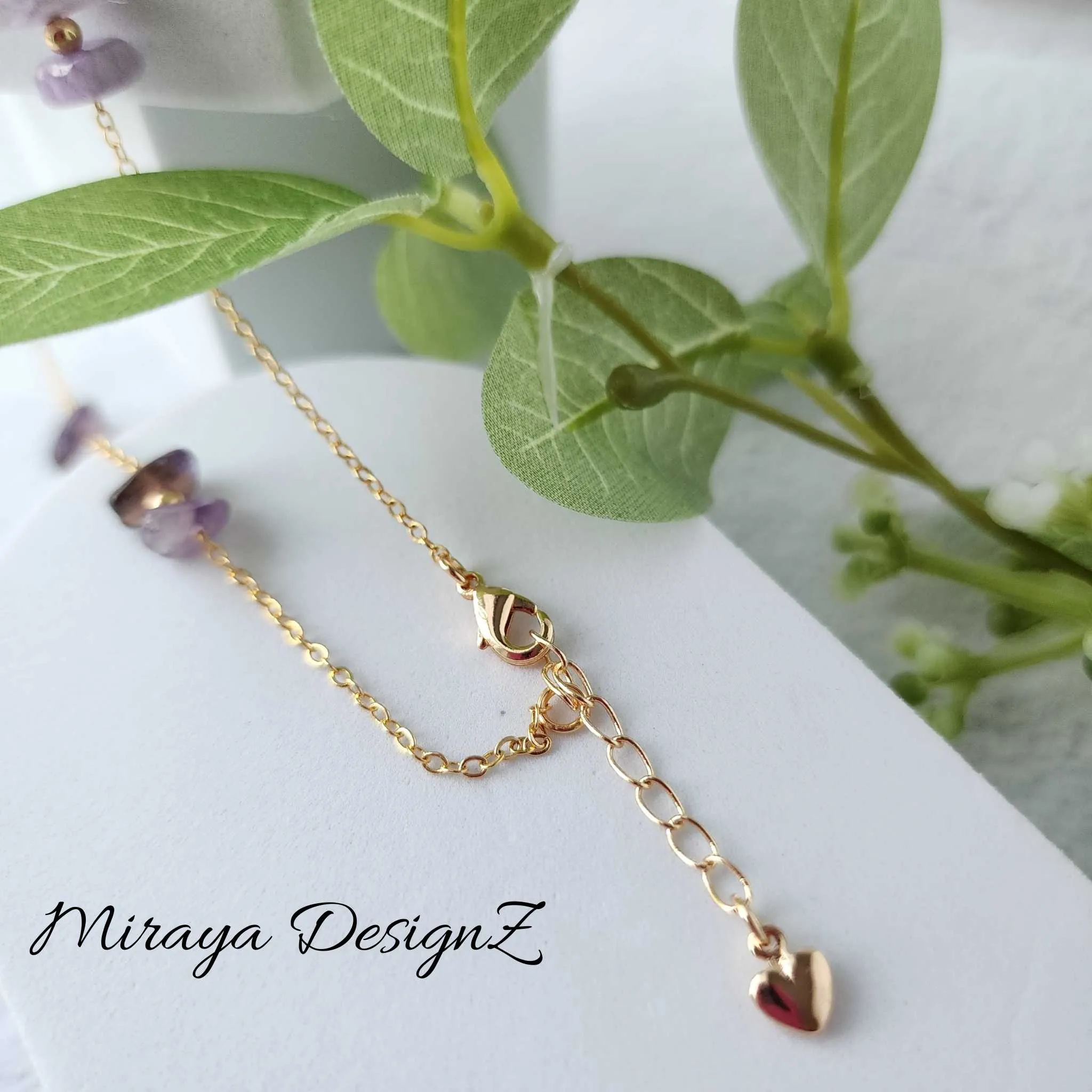 Dainty Long Necklace - Amethyst