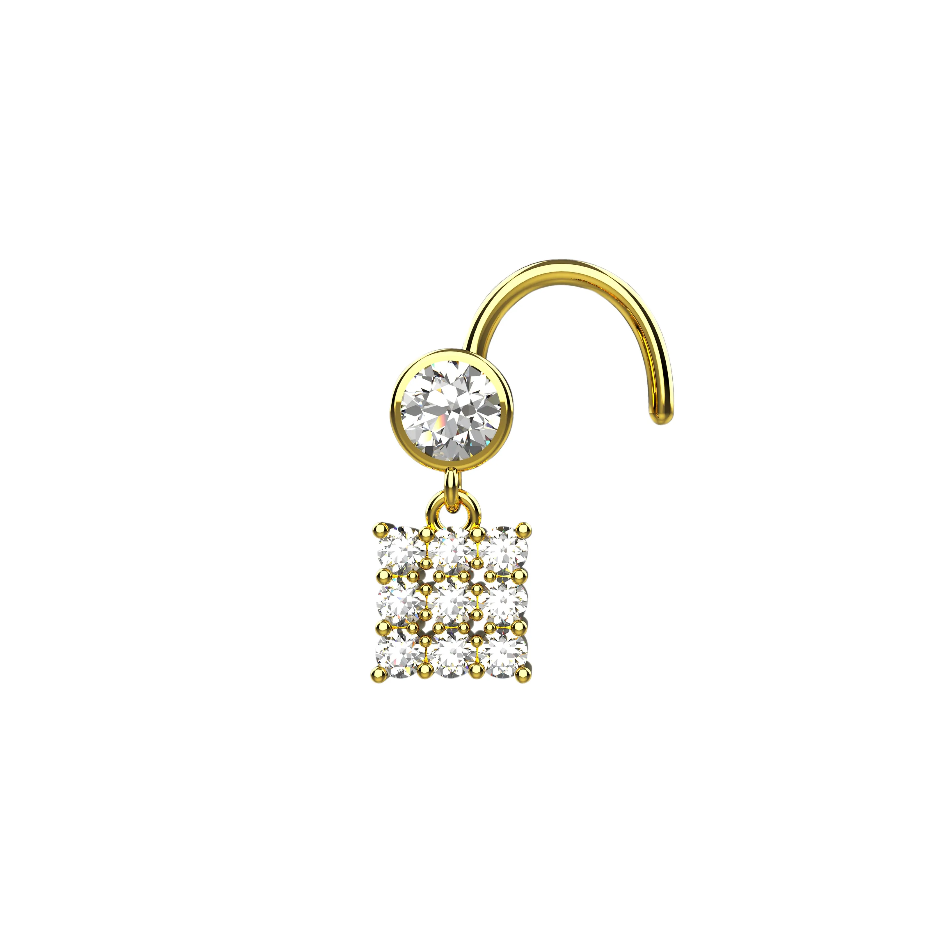 Diamond Nose Stud – Dangle Gold Nose Piercing Jewelry for Women