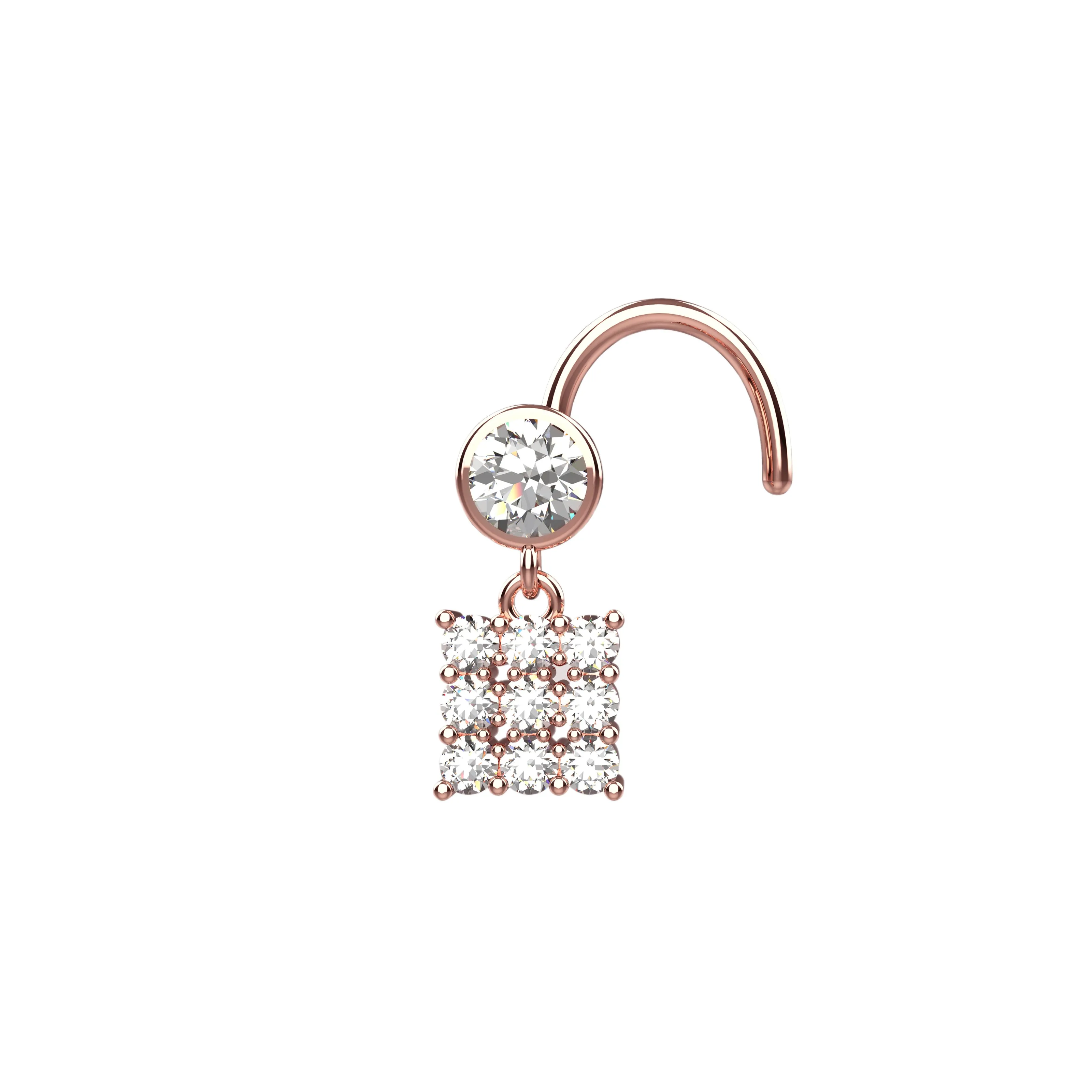 Diamond Nose Stud – Dangle Gold Nose Piercing Jewelry for Women