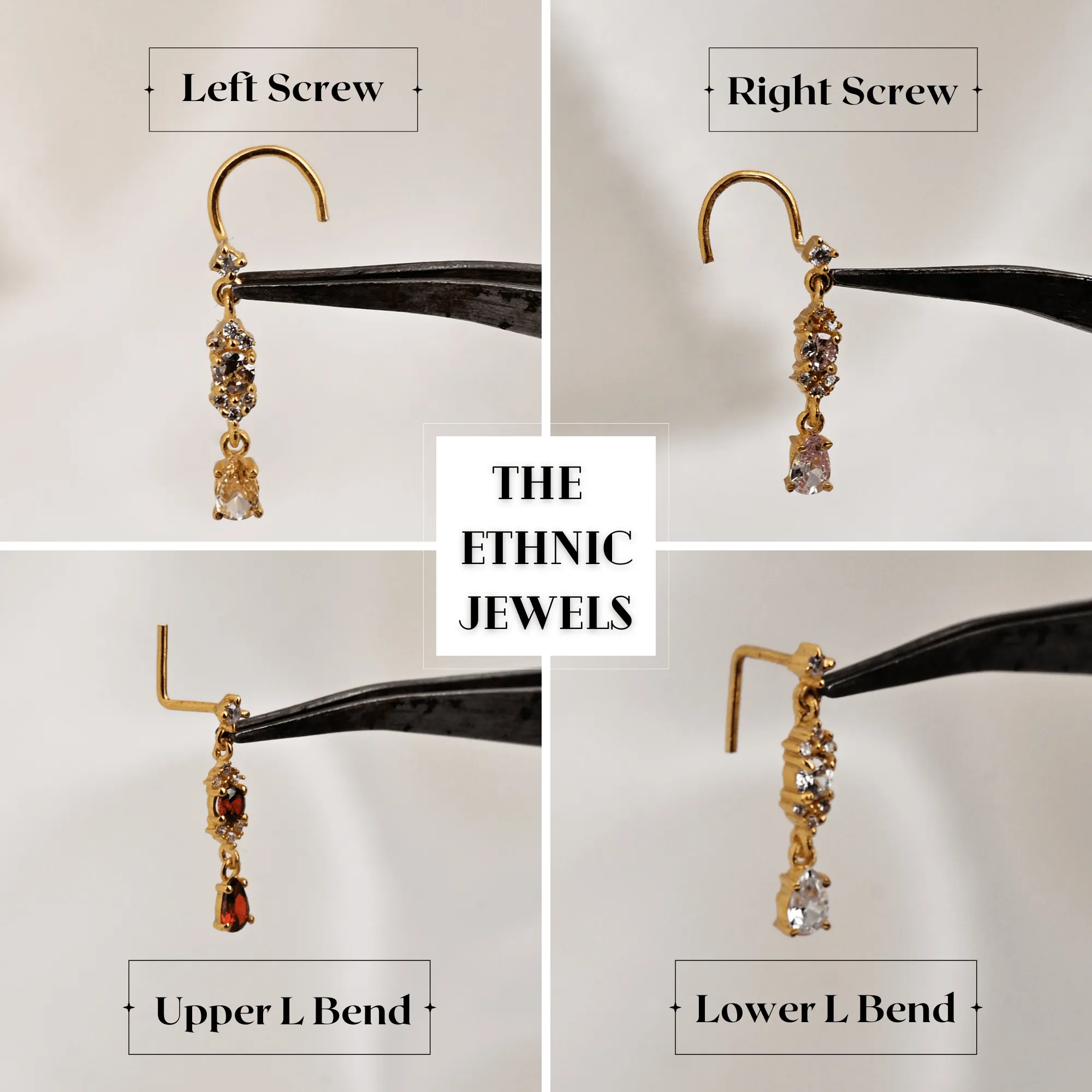 Diamond Nose Stud – Dangle Gold Nose Piercing Jewelry for Women