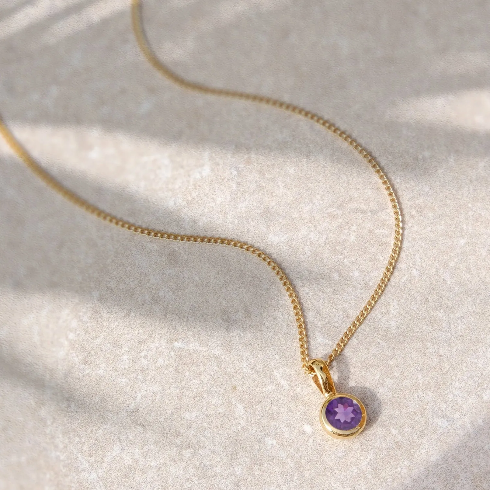 February Birthstone Charm Necklace - Amethyst