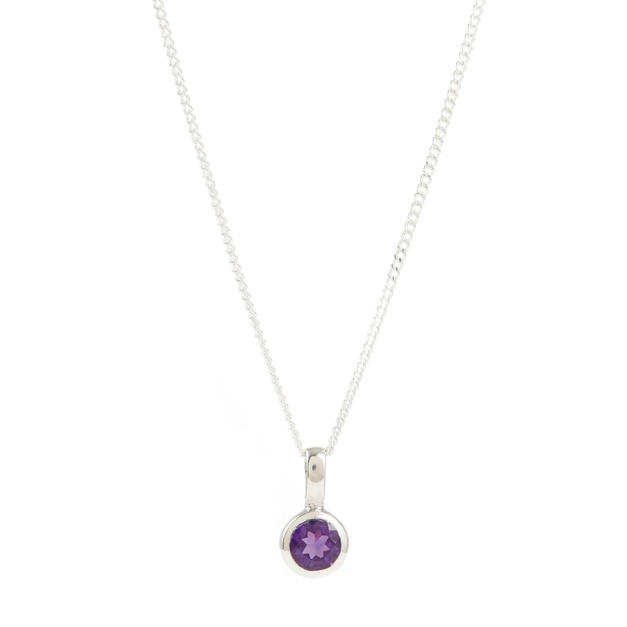 February Birthstone Charm Necklace - Amethyst