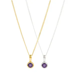 February Birthstone Charm Necklace - Amethyst