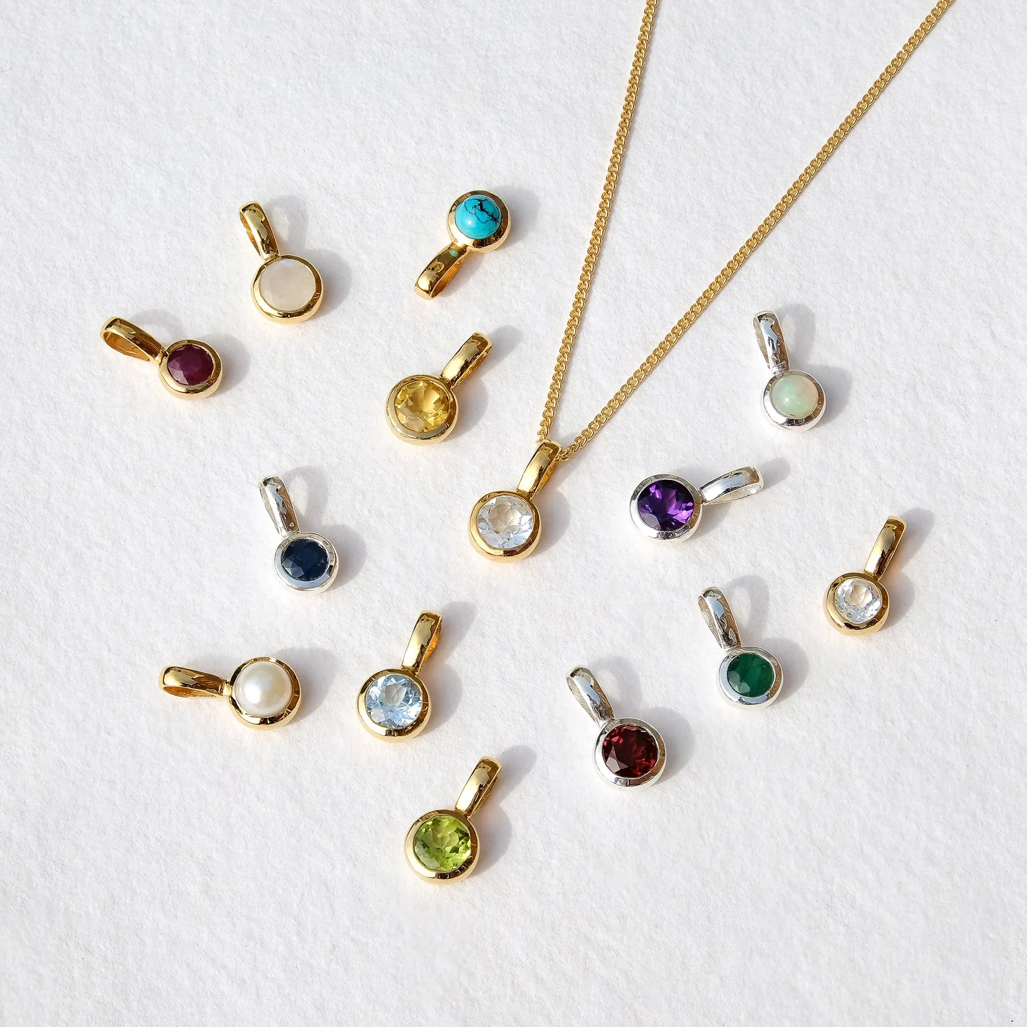 February Birthstone Charm Necklace - Amethyst