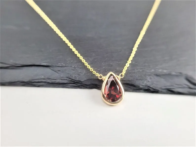 Garnet Pan Briolette Pendant Necklace