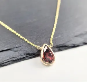 Garnet Pan Briolette Pendant Necklace