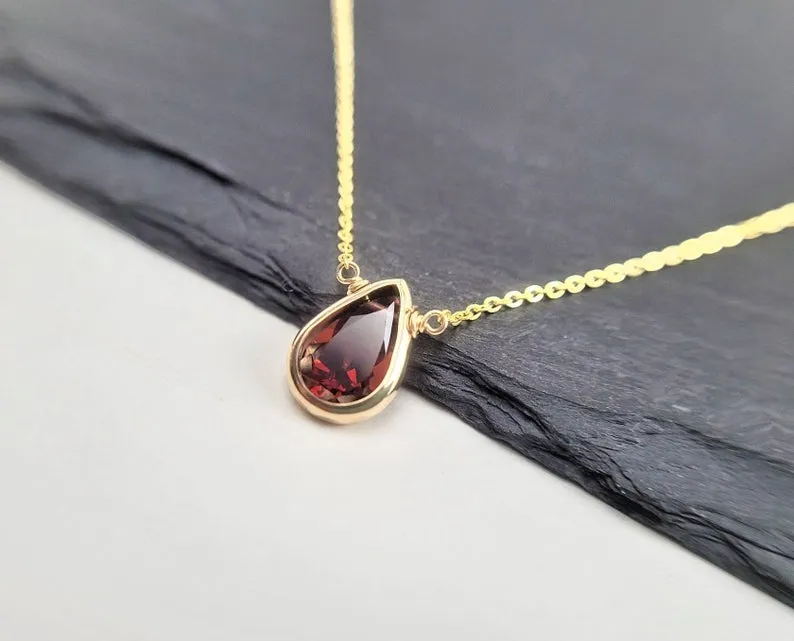 Garnet Pan Briolette Pendant Necklace