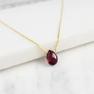 Garnet Pear Briolette Necklace