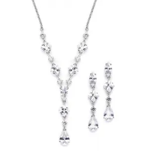 Glamorous Mixed Cubic Zirconia Wedding Necklace & Earrings Set