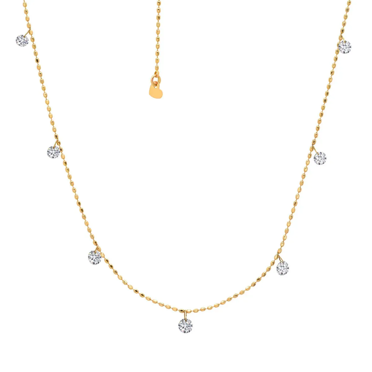 Graziela Medium Floating Diamond Necklace in Yellow Gold