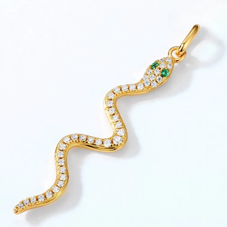 Green Eye Snake Zircon Sterling Silver Pendant