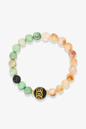 Green Garnet and Citrine Money Coin Bracelet - Attract Abundance