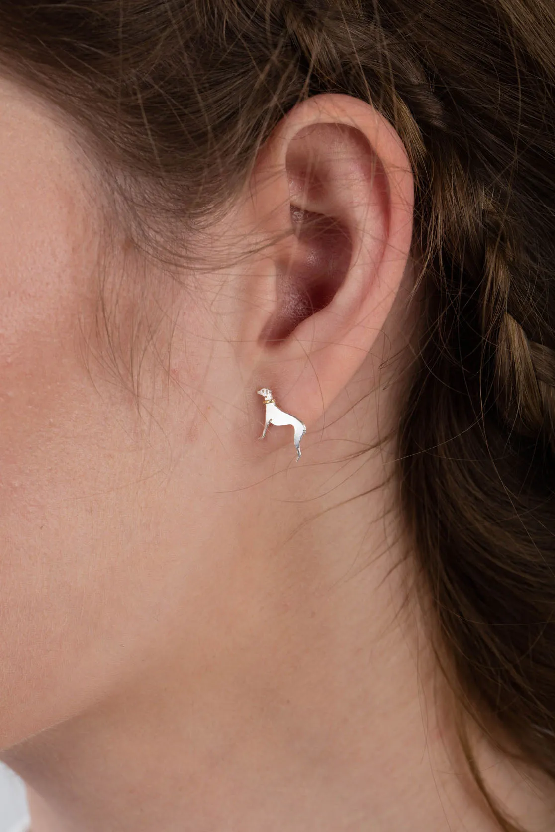 Handmade Whippet Stud Earrings
