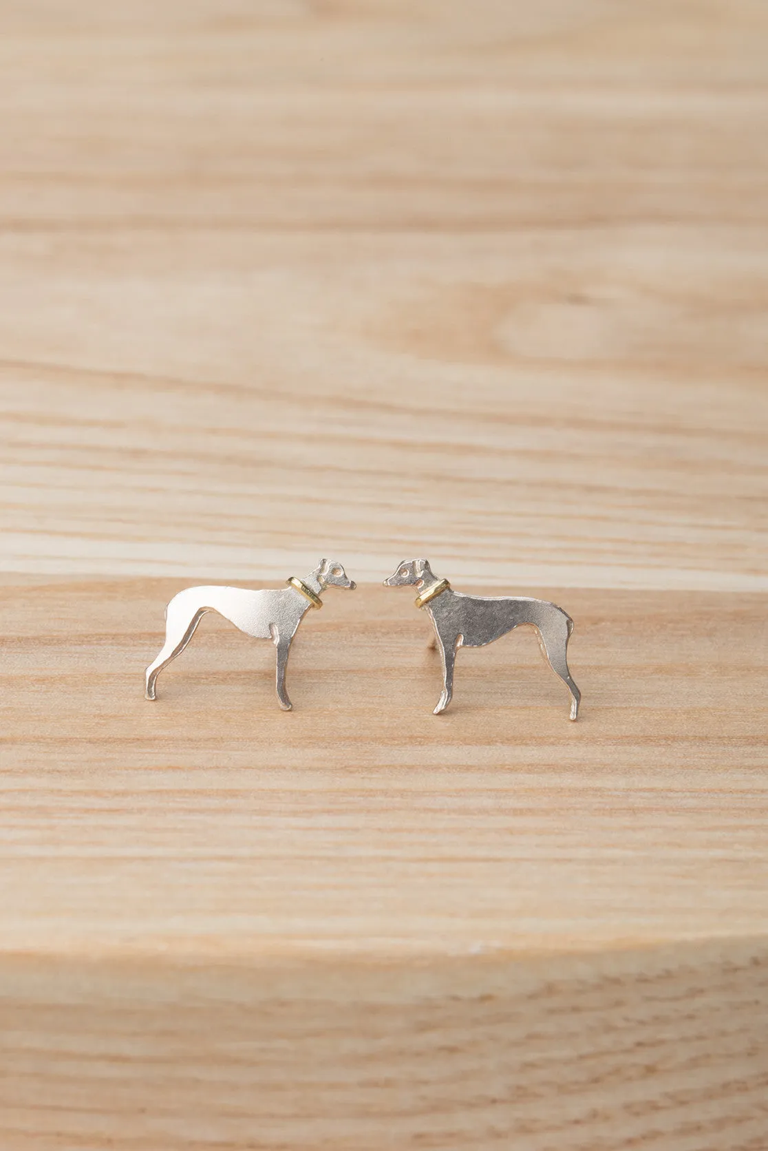 Handmade Whippet Stud Earrings